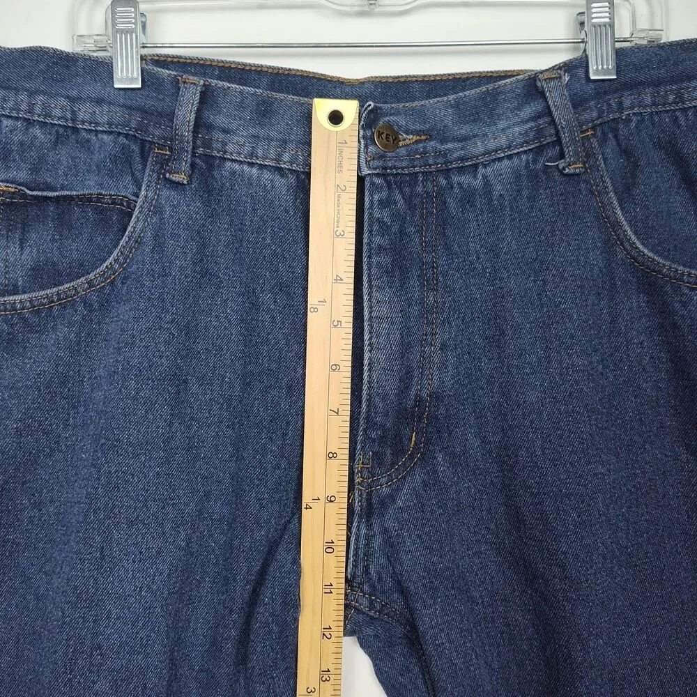 Key‎ Straight Leg Flannel Lined Men's Jeans, 38 x 30, Medium Wash Blue